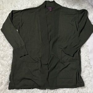Gloria Vanderbilt Forest Green Open Cardigan